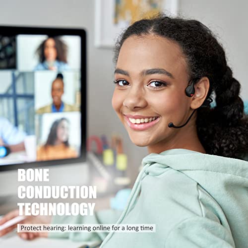 Image of Bone Conduction Headphones Bluetooth with Mic Wireless Computer Headsets with Microphone Open Ear Bluetooth Earphones Noise Cancelling Multi-Point Connection for PC, Working