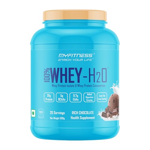Image of Myfitness Whey Protein 500g Rich Chocolate 20 Servings | 100% Whey H2O | 80% Protein Per Serving | Isolate Concentrate Blend | Added Digestive Enzymes | Protein Supplement Powder