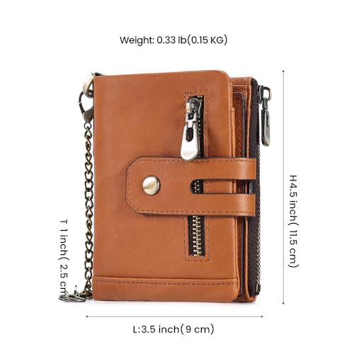 Mr.Fashion Vintage real belt chain Unisex handbag Business briefcase rfid multi-card double zipper women's purse (brown)2