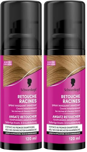 Schwarzkopf Retoca Raíces - Espray para ocultar las raíces, color rubio oscuro, 120 ml (Paquete de 2)