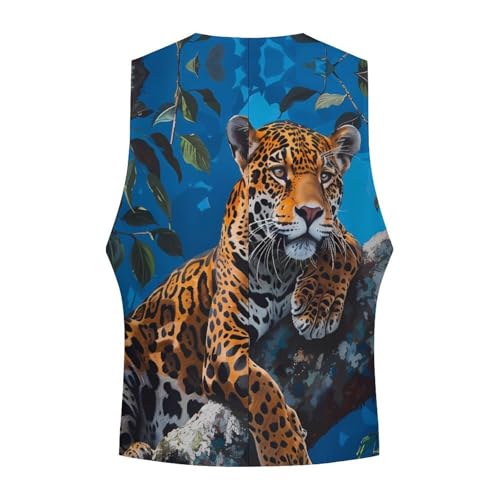 Leopard on Tree Novelty Men's Suit Vest Casual Formal Dress Vests Business Waistcoat4