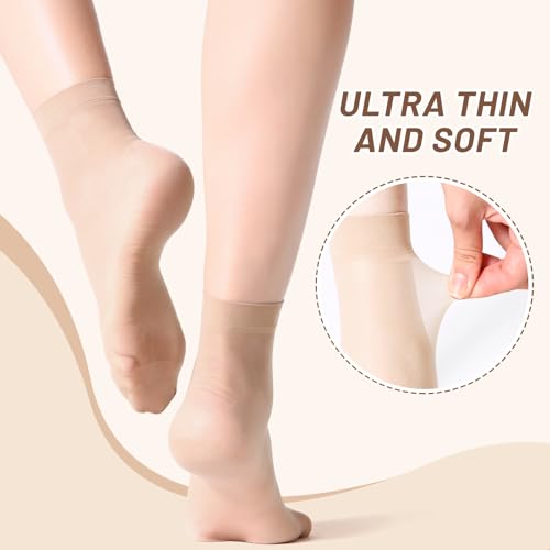 12 Pairs Women's Ankle High Sheer Socks for Women Nylon Socks Soft Tight Hosiery with Reinforced Toe3