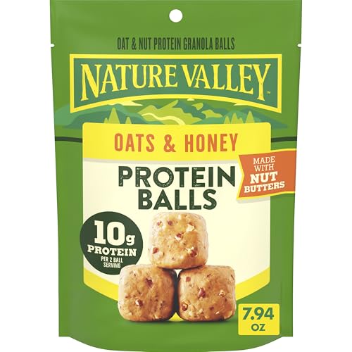 Nature Valley Oat and Nut Protein Granola Balls, Oats and Honey, Protein Snacks, 7.94 oz