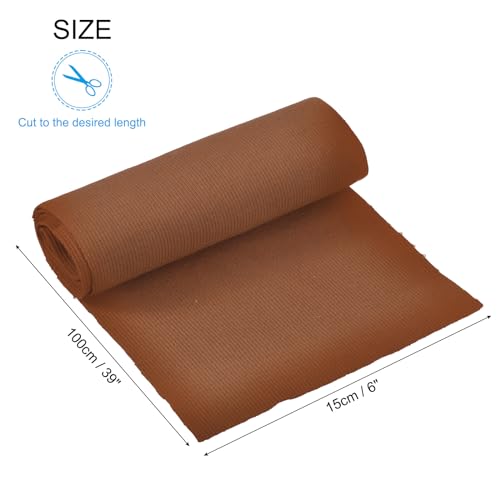 Image of MECCANIXITY 39 inch Elastic Cuffs Ribbed Trims Cotton Fabric Knit Rib Stretch Tape Cuff Sleeve Waistband for Sewing, 6 inch Wide Light Brown