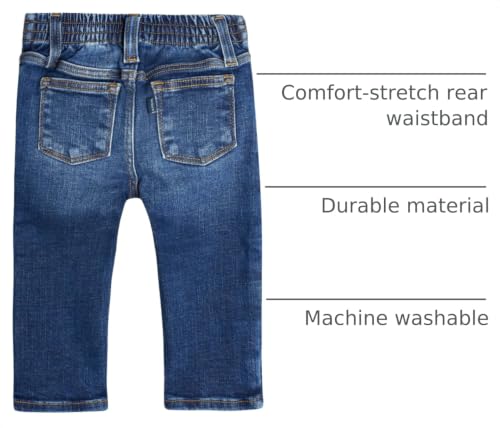 Gerber Baby Toddler Straight Leg Stretch Denim Jeans, Med Blue Denim, 12 Months - image 4