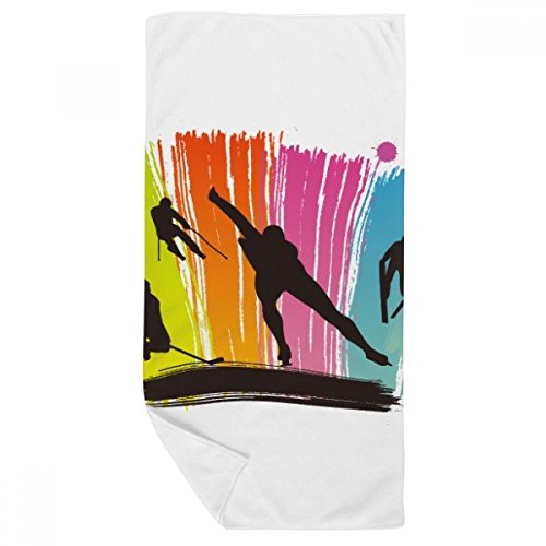 Serviette de bain ski graffiti 35x70cm en microfibre haute douceur