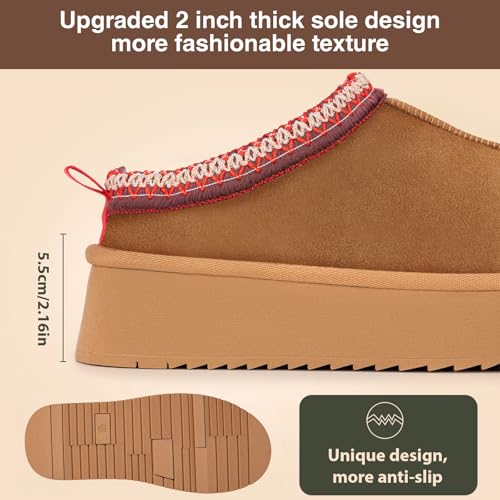 Women's Slippers Platform Mini Boots,Snow Winter Short Ankle Boot,Fluffy Warm Comfy Furry House Slippers Anti-Slip Boot for Indoor and Outdoor3