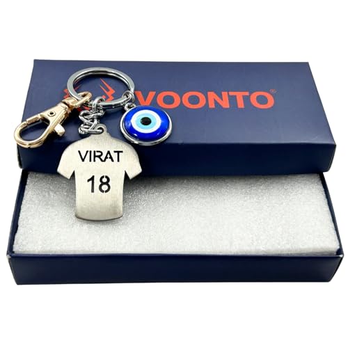 Image of Dhoni Virat Rohit Jersey with Evil Eye & Golden Hook Metal Keychain for Cricket Lovers Sports Person Excellent Gift for Birthday, Anniversary, Valentines Day (Pack-1)