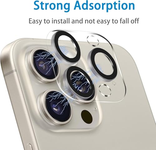 Image of Camera Lens Protector Compatible with iPhone 15 Pro (Pack of 3) | 9H Tempered Glass Camera Lens Guard | Scratch Resistant | HD Clear | Anti-Fingerprint | Easy Installation | Bubble Free