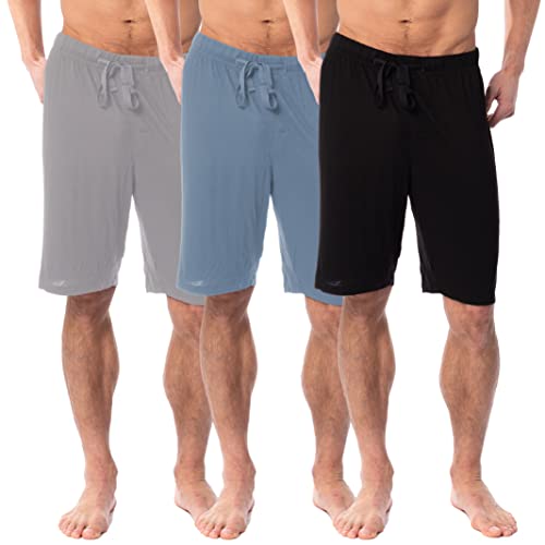 AMERICAN HEAVEN Mens 3 Pack Ultra Soft Cotton Rayon Pajama Short Pants | Lightweight Lounge & Sleep Bottoms