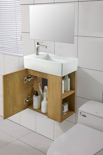 Schwänlein® 40 cm Waschtisch-Set mit Waschtischunterschrank und Chromarmatur Einen Spiegel präsentieren