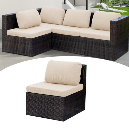 TDHLW 2 Pcs Outdoor Cushion Covers, Patio Chair Seat Cushion and Back Pillow Replacement Covers Set, Stretch Patio Furniture Sofa Couch Slipcovers,Beige,One seat