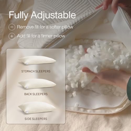 Image of Coop Home Goods Adjustable Latex Pillow King, with Talalay Latex & Microfiber Fill, Best Pillows for Sleeping, Naturally Cooling, Eco-Friendly, Medium Firm Pillow for Back, Stomach or Side Sleepers