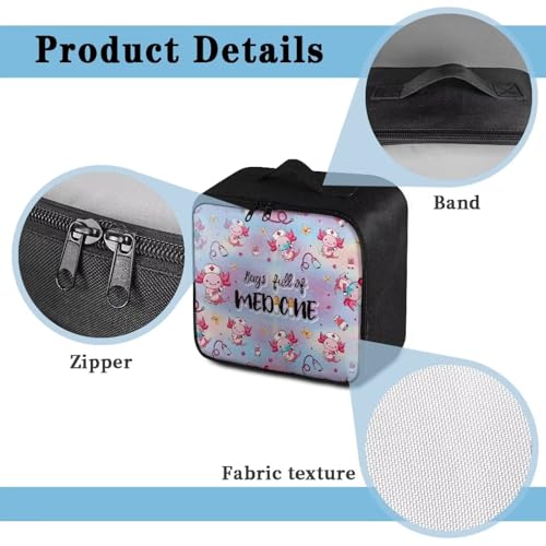 Image of Gomyblomy First Aid Bag Empty for Home Cute Axolotl Nurses Print Travel Medicine Bag Emergency Trauma Kit Portable Medical Supplies Storage Pouch for Nurse Doctors