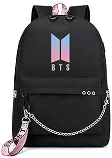 Zaino Usb Di Grande Volume Kpop Bts Borsa Da Viaggio Sportiva Borsa Da Viaggio Per Studenti Con cavo USB e cavo audio (Nero)