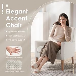 COLAMY Modern Wingback Living Room Chair, Upholstered Fabric Accent Armchair, Single Sofa Chair with Lounge Seat and Wood Legs for Office/Bedroom/Reading Spaces, Beige COLAMY Modern Wingback Living Room Chair Upholstered Fabric Accent Armchair Single Sofa Chair with Lounge Seat and Wood Legs for OfficeBedroomReading Spaces Beige