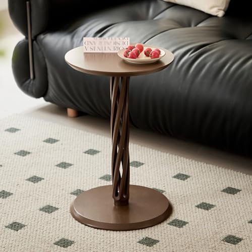 Table d'appoint ronde en bois massif de style épuré pour salon et chambre - 2