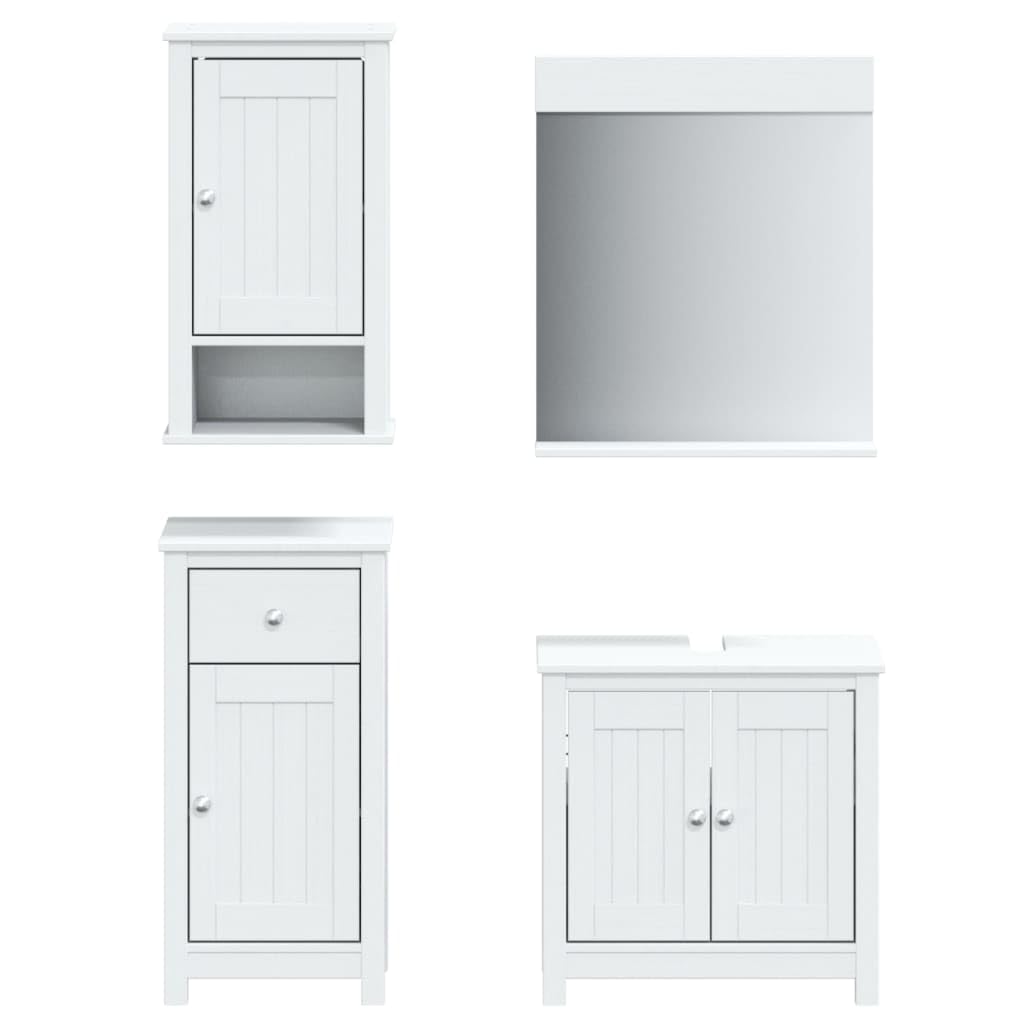 KCCKOM 4 Piece Bathroom Furniture Set Berg White Solid Wood Pine,Modern Bathroom Furniture Set with Ample Storage and Stylish Design