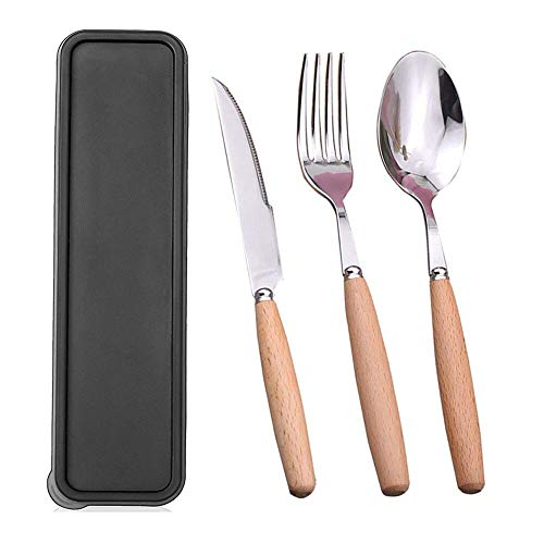 Portable Utensils Set with Case,Reusable Office Flatware Silverware Set,Healthy & Eco-Friendly 3pc Stainless