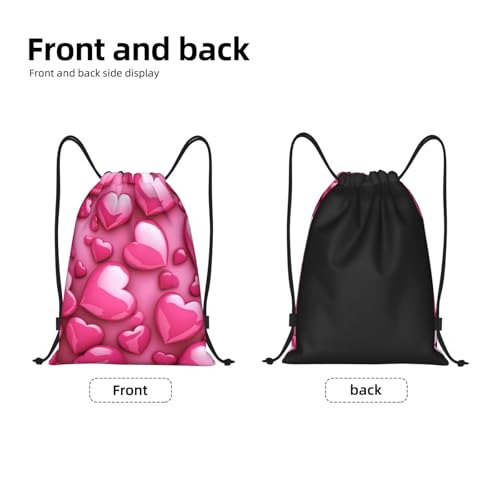 Drawstring Bag Lightweight Small Gym Bag for Women Cute Hearts Soccer Backpack for Sports Travel4
