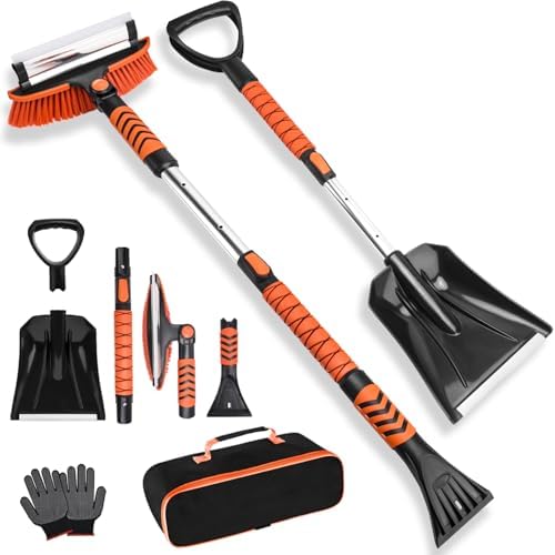 Car Snow Brush and Shovel Kit, 42" Extendable Ice Scraper with 18...