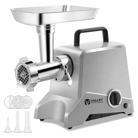 Valley Sportsman #12 Electric Meat Grinder, 575 Watt Aluminum Housing, Heavy Duty Meat Mincer, Sausage Stuffer Maker, Ideal for Regular Use,Black Cover