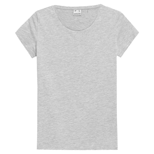 4F Tshirt F580 Color Cold Light Grey Melange Taille XS pour Femme, Mélange Gris Clair, XS