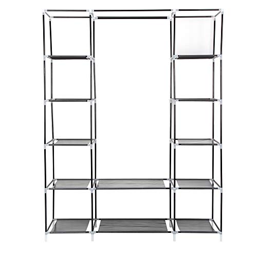 دولاب ملابس قماشي كبير من اكس بورك مع رفوف وقضيب تعليق لتخزين الملابس (اسود)