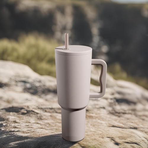 Image of Tumbler with lid and Straw 1200ML Cup Stainless Steel Insulated Cup for Water, Iced Tea or Coffee 1.2L Office Gym Travelling; Tumbler with Straw. (40-Oz-Rose)