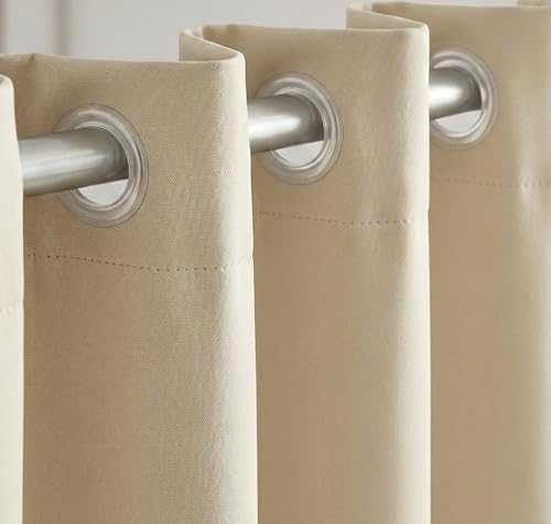 Image of VAS COLLECTIONS 100% Blackout Door Curtains, 5 Feet (121 x 152 cm) Set of 2, Plain, Thermal Insulated, Room Darkening Curtains for Living Room, Bedroom (Cream)