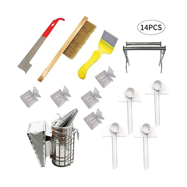 NC Imkerei-Werkzeug-Set, Zubehör-Set, Bienenstöcke, Starter-Set, Imker-Zubehör mit Bienenstock-Räucherbürste, Schaber… – Bild 3