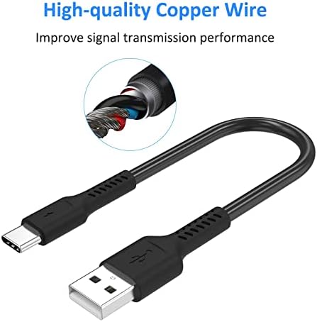 USB C Cable Short, ADILIFT [5-Pack 0.2M] 3A USB Type C Fast Charging Cable 20CM USB-A to USB-C Charger Cable Data Sync for Samsung Galaxy S10 S9 S8, Huawei P20/Mate20, OnePlus 6T & More - Black