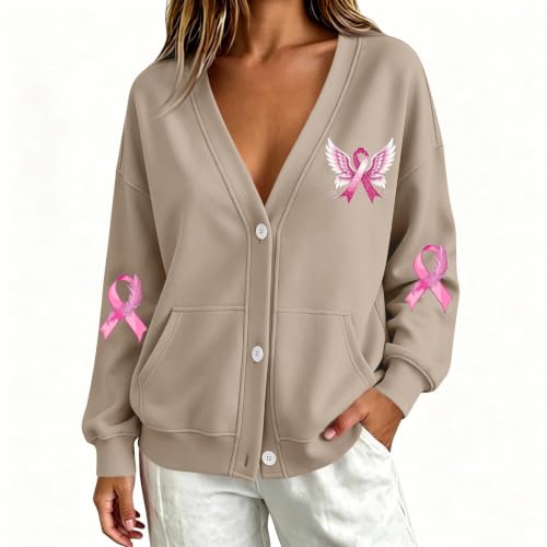 Breast Cancer Sweatshirt Cardigan for Women Long Sleeve Oversized Jacket - image 3