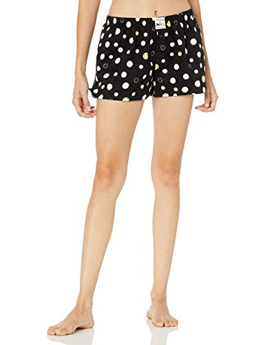 PJ Salvage Women's Loungewear Smiley Flannel Short, Black, XL