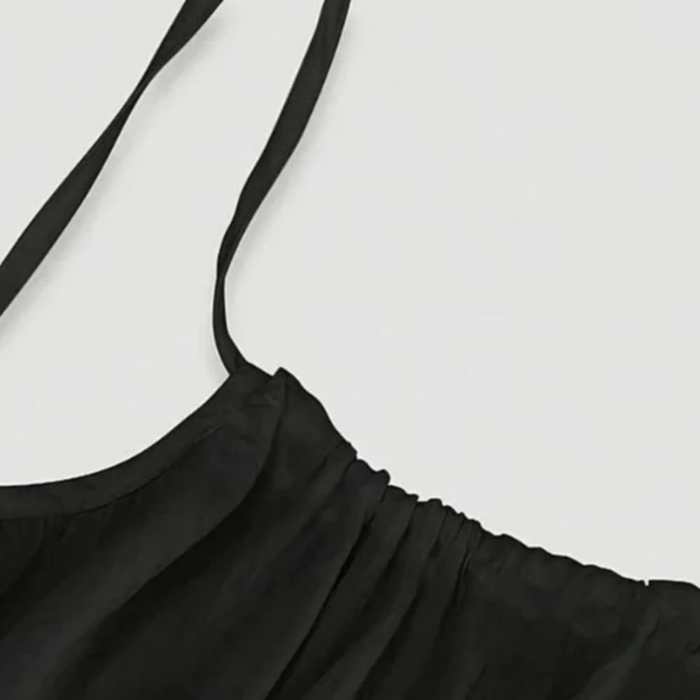 Blue Jolie La Robe Nuance - La Caline Robe d'été pour Femme, Bretelles Spaghetti, Dos Ouvert, Longue et Fluide, sans Manches, Couleur Unie