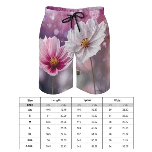 Men's Swim Trunks Quick Dry Board Shorts with Pockets Beach Shorts White and Peach Flowers Bathing Suits for Men2