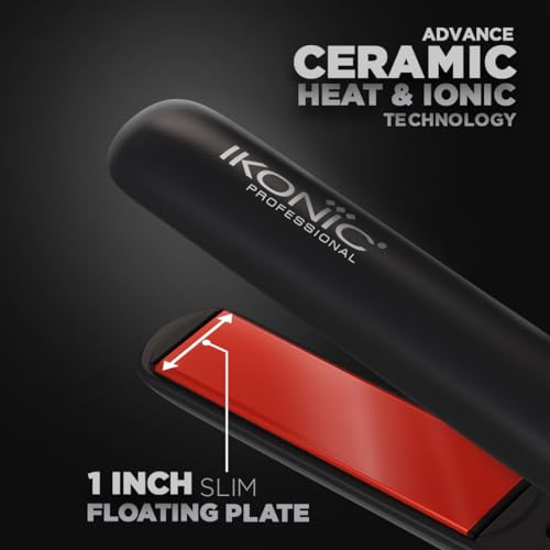 Ikonic S3+ Hair Straightener, Black & Red, Professional Ceramic Floating Plates, Adjustable Temparature Control, Instat Heat Up and Easy To Use - Image 2