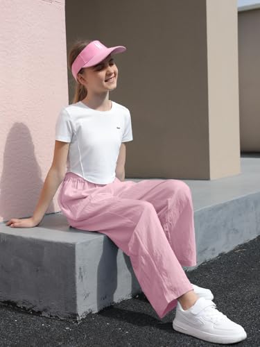 Image of SANGTREE Girls & Woman Wide Leg Pants Lightweight Casual Elastic High Waist Straight Leg Loose Trousers,4 Years - Woman 2XL