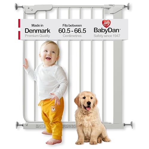 BabyDan Esbjerg, Cancelletto a pressione extra sottile, 60,5-66 cm, Cancelletto per bambini, bianco, Made in Denmark - (Cancelletto per animali/cane)