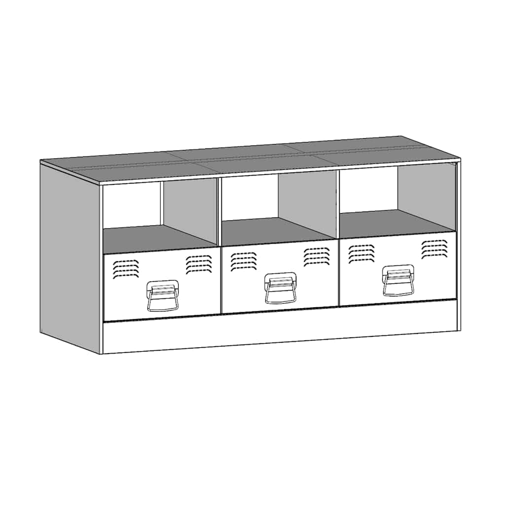 Mobile TV bianco in acciaio laminato a freddo, 99 x 39 x 44 cm, con 3 cassetti e scomparti, credenza bassa per soggiorno, spazio per tavolo TV, HiFi, soundbar, salvaspazio, moderno