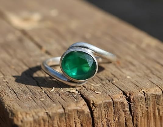 Image of 55Carat Choose Your Color Natural Gemstone Silver Statement Rings for Gift Corssover Style Size 5 to 12