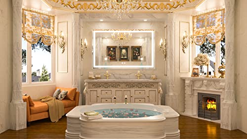 TETOTE LED Mirror for Bathroom 48 x 30 Inch Lighted Mirrors for Wall with Antifog, 3 Colors, Stepless Dimmable(Horizontal/Vertical)