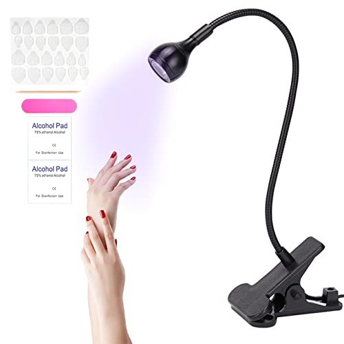 Lampe UV Sèche Ongles, Tefelan Lampe de Colle Ultraviolette, LED USB Utraviolette avec Clip, Lampe à ongles rotative à 360 ° pour la maison et le salon de manucure Cover