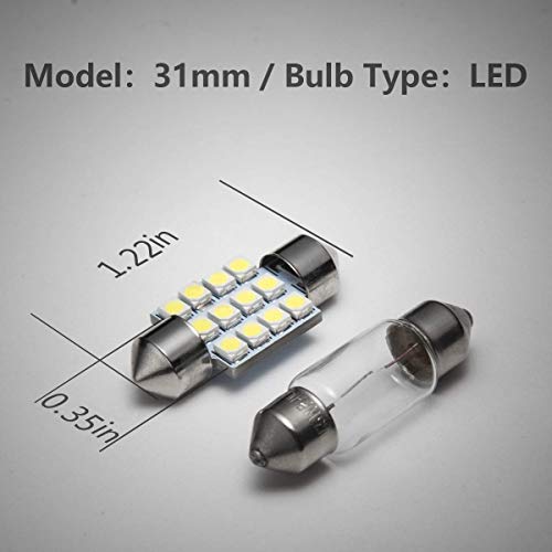 Image of Marsauto DE3175 31mm LED Interior Dome Light Map Bulb Door Courtesy for Car 1.22inch DE3021 DE3022 Festoon Bulbs White Pack of 4