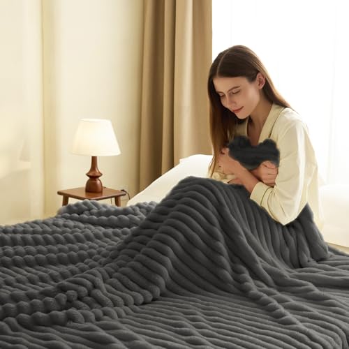 WAVVE Kuscheldecke 220x240 cm, Fleecedecke, Sofadecke, Couchdecke, Weiche Flanell Wohndecke für Zimmer Deko, Sofaüberwurf, Wohn- & Kuscheldecken, XXL große Decke, Grau