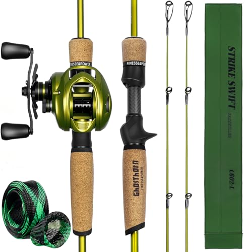 Ghosthorn Fishing Rod and Reel Combo, Baitcaster Pole Combo 6'6'' Left