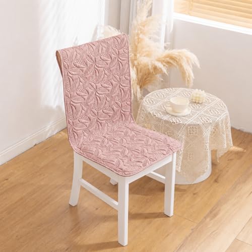 Image of HOMETHREADS Non-Slip Chair Cover-Universal Fit for Kitchen & Dining Chairs-Cushioned Comfort - Stylish Machine Washable Seat Cover -145x45Cm (Pink, Pack of 6)
