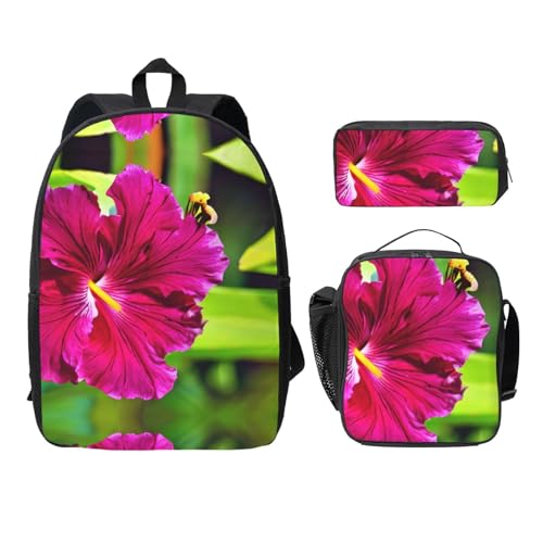 Sac à dos imprimé fleurs d'hibiscus EdWal léger en kit 3 pièces avec sac repas