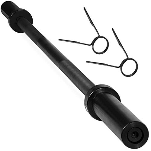 HUAYISHANG 5Ft/6Ft/7Ft Standard Olympic Barbell Weightlifting bar 2 Inch Diameter | 25 lb Solid Straight barbell bar Strength Training Bars With 2 Clamps | Indoors Exercise Barbell Bar (A 5Ft Black)