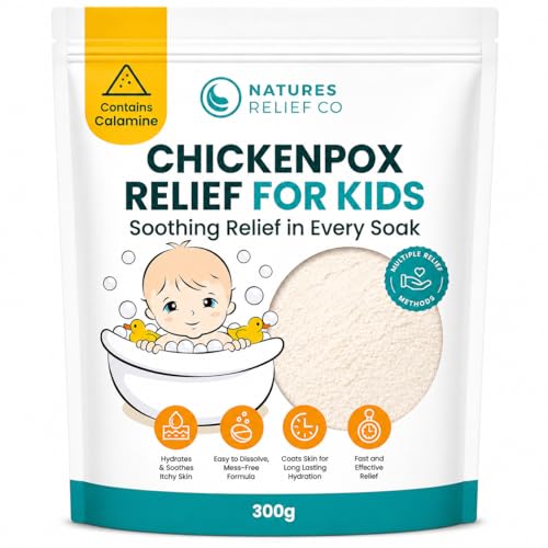 Chickenpox Relief Treatment | Colloidal Oatmeal & Calamine | Oatmeal Bath Soak for Chicken Pox Relief Kids - Colloidal Oats Bath for Itchy Skin| Made in UK | 300g